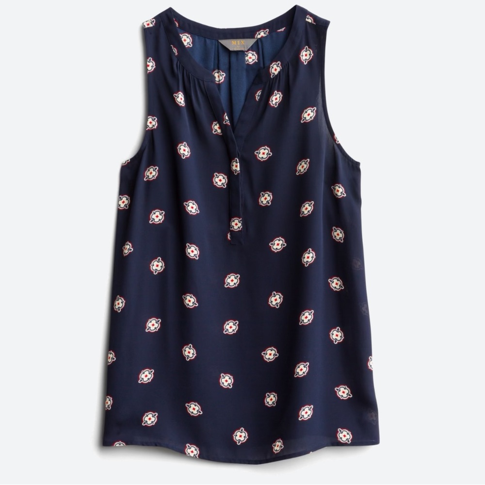 Split neck sleeveless blouse